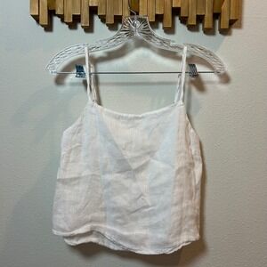 bella dahl Linen Blend Button Front Cami Tank Top White Womens Size M